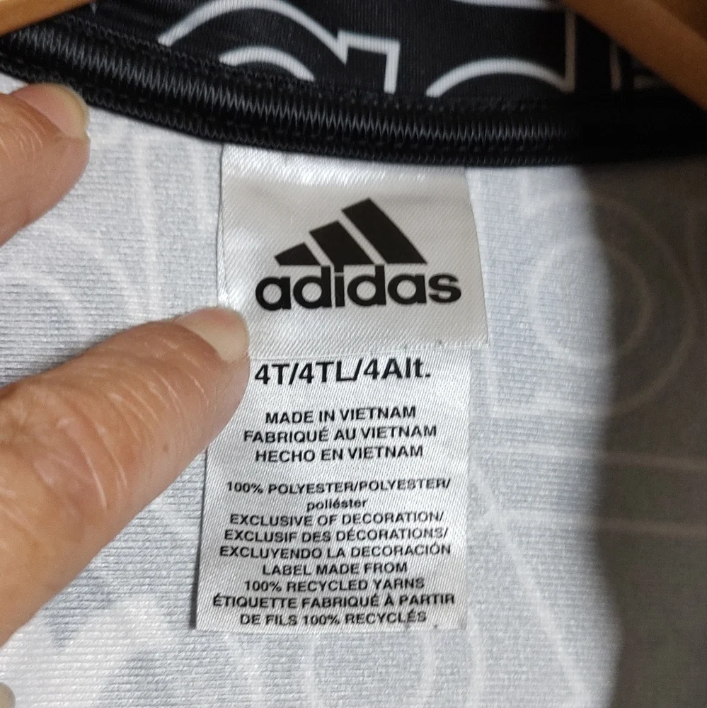 Adidas Black and White Logo Zip Up Jacket
